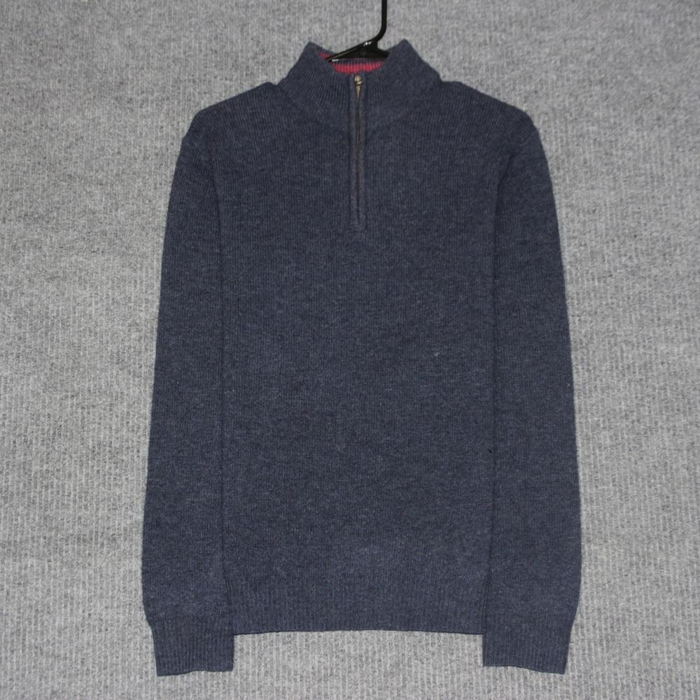 Boden‎ Mens Dark Blue 100 Lambswool Quarter Zip Sweater Size XS